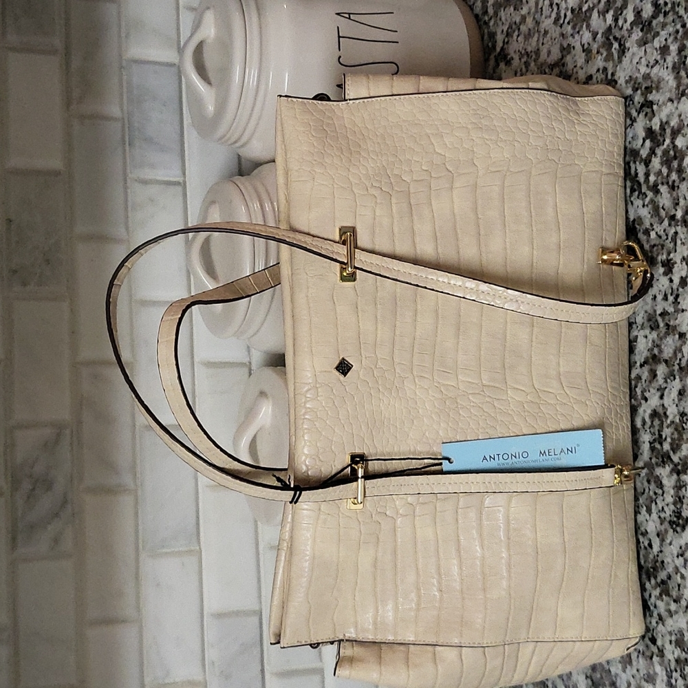 Antonio Melani NWT Exotic Tote Stone - Picture 2 of 15